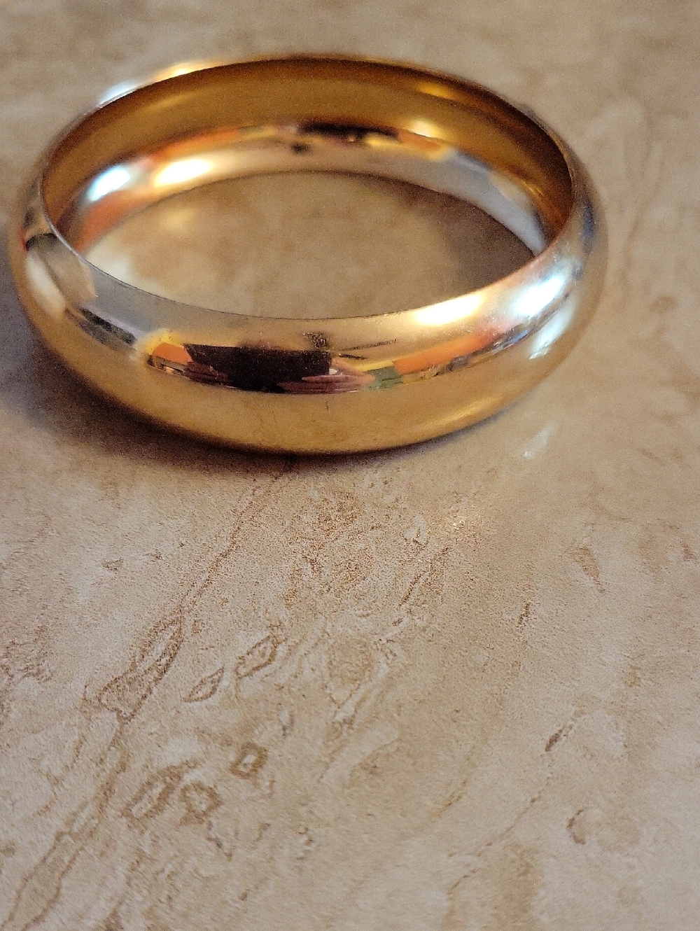 Classic Polished Gold-Tone Dome Bangle Bracelet